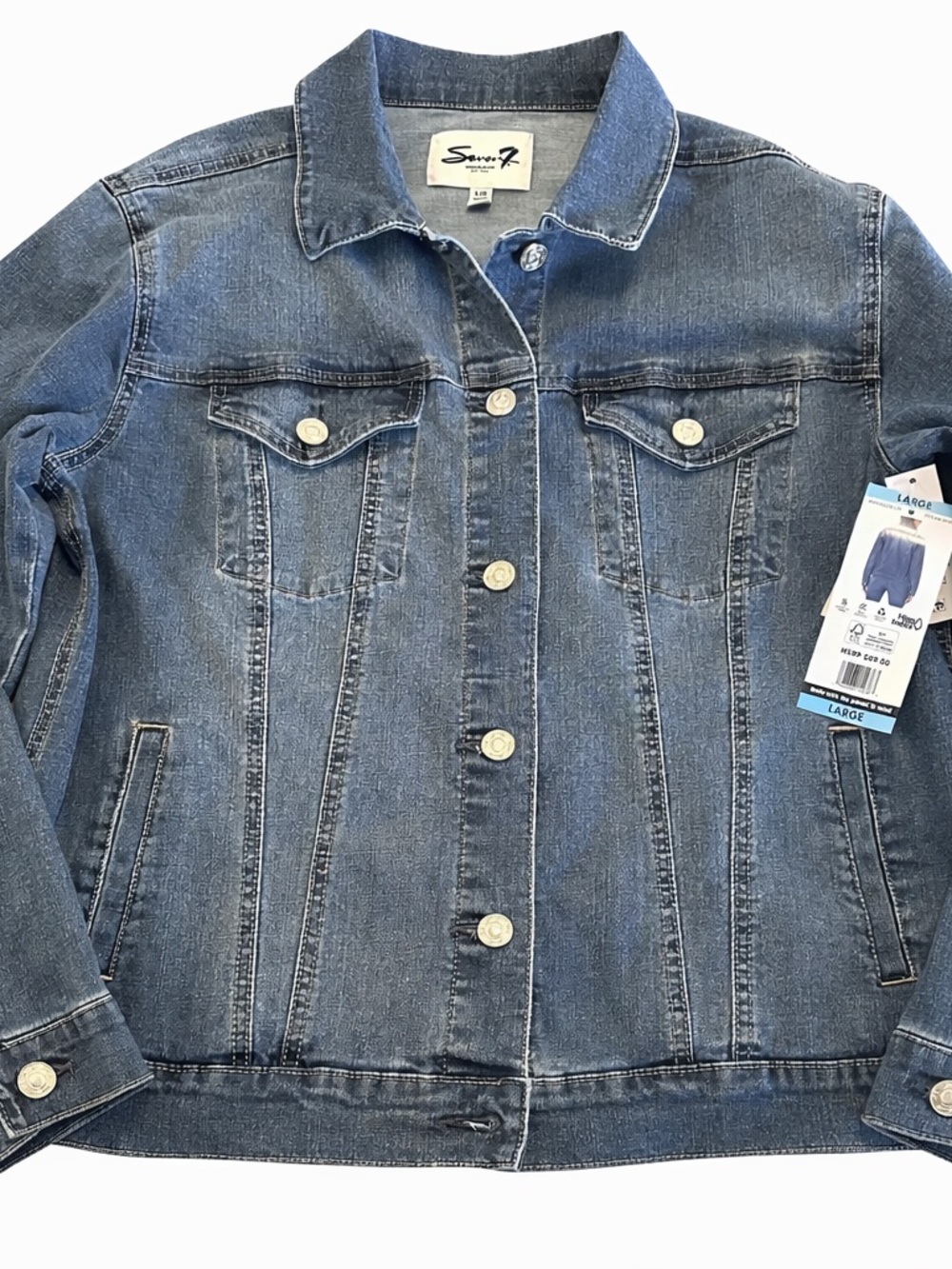 Seven7 Women's Classic Blue Denim Jacket with Button Front